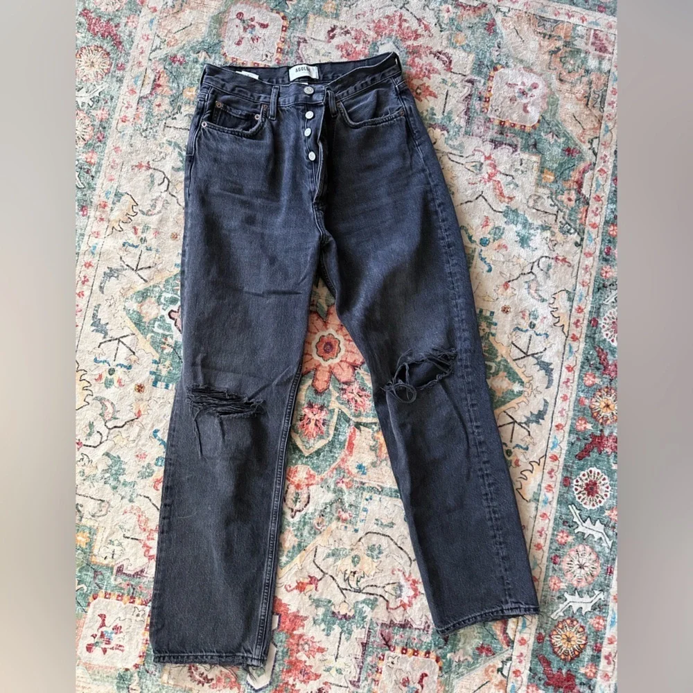 Agolde women’s vintage black Distressed 90’s pinch waist  Jeans
